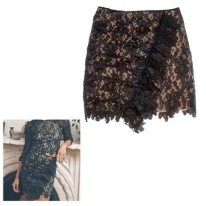 SAYLOR Black Cut Out Faux Leather Looking Mini Skirt Size XS Goth Lace